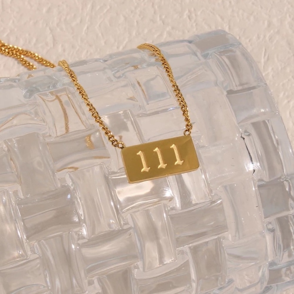 NEW SQUARE ANGEL NUMBER 18K GOLD NECKLACE, NICE NECKLACE, CUTE NECKLACE - Picture 5 of 7